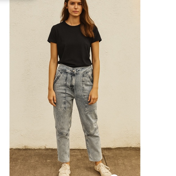 ba&sh Denim - BA&SH Mame Boyfriend Acid Wash Jeans Ankle Length Womens 4